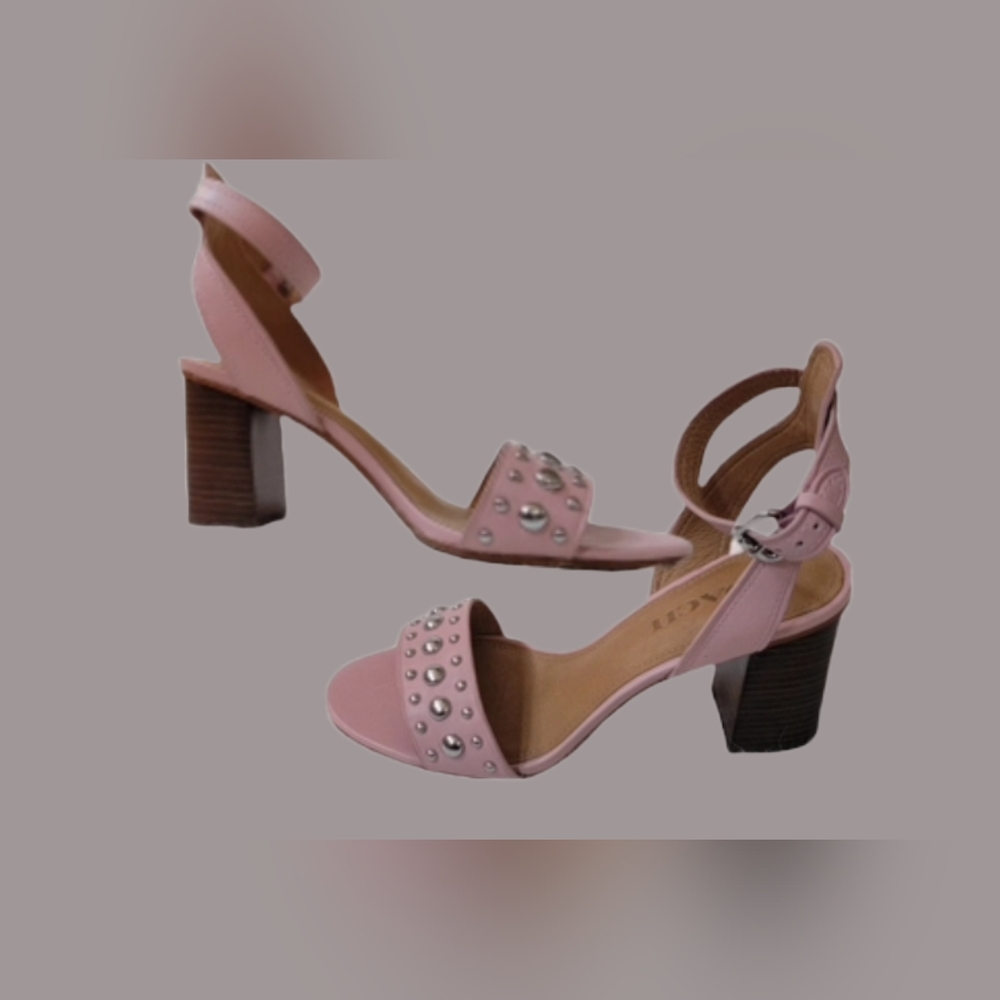 COACH Pink Leather Studded Sandals Size 7